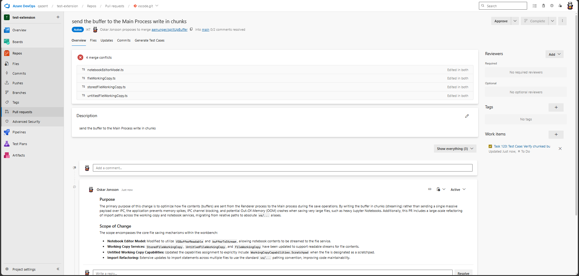 QAZent workflow: structured test generation from code diffs.