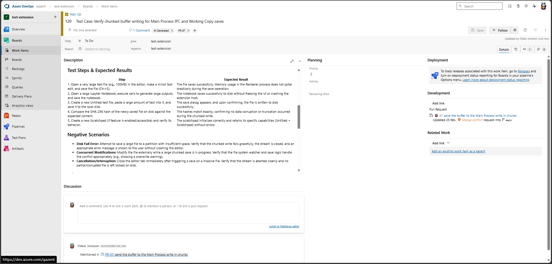 QAZent workflow: structured test generation from code diffs.